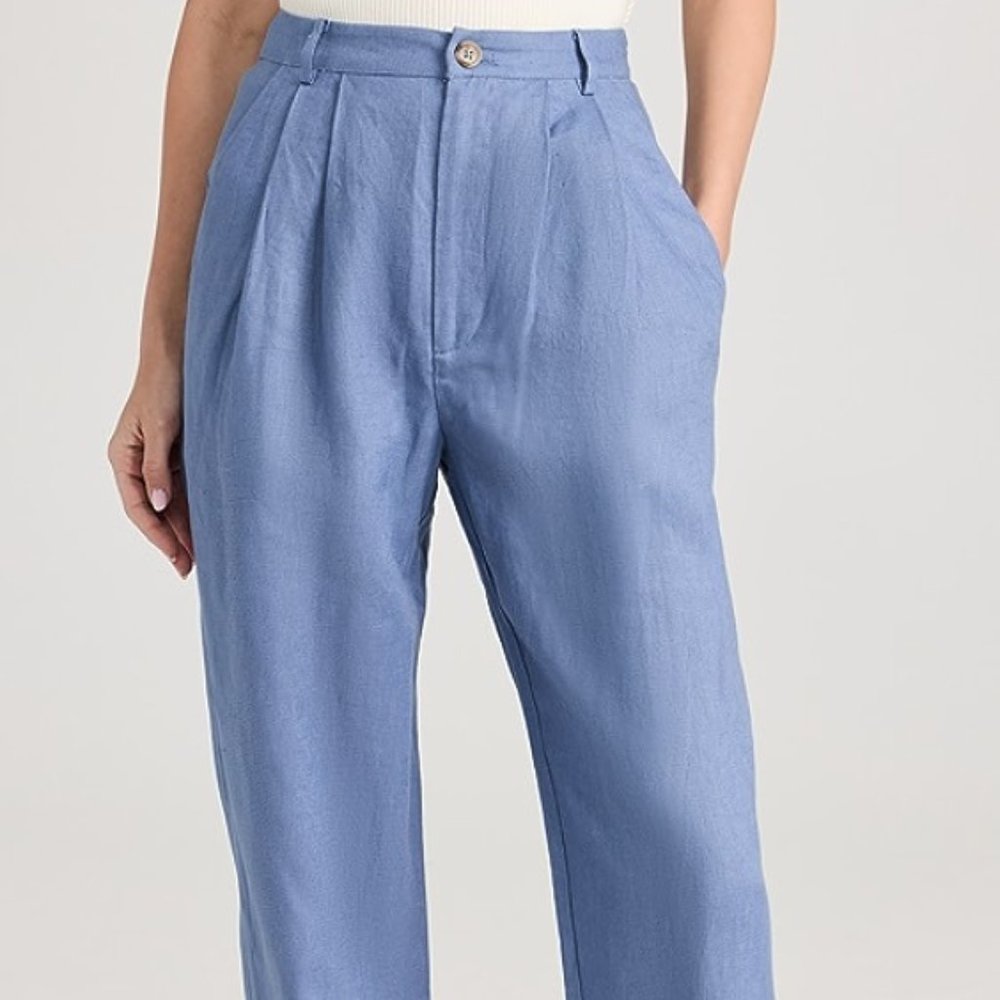 NWT Reformation Mason Linen Pant - Blue